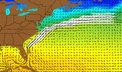 Gulf stream temperature and current velocity